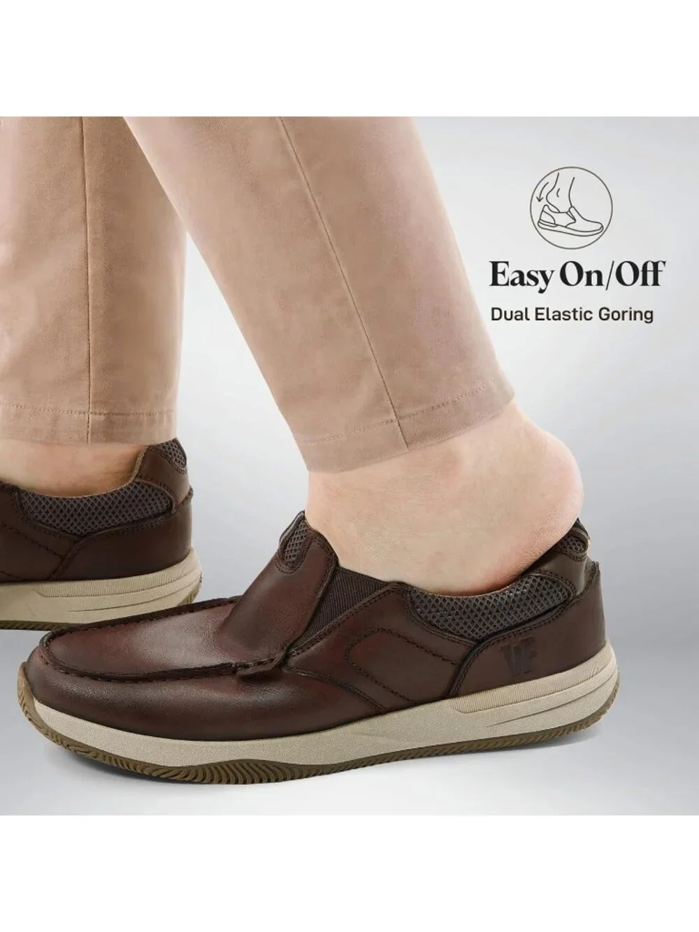 Men's Dark Brown Slip On Leather Loafers Shoes Breathable Mesh Casual Moc